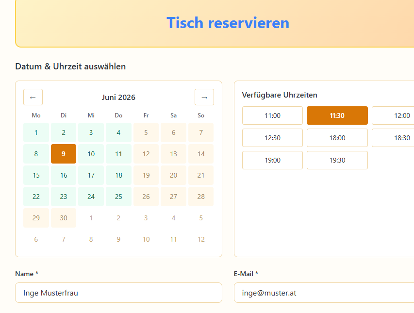 Screenshot der Reservierungsplattform 4